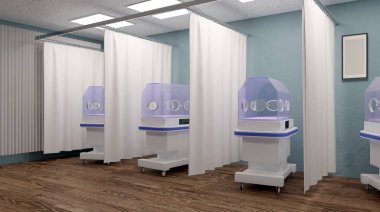 Kuluçka hastanede. 3D render