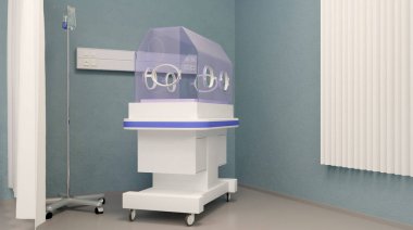 Incubator in hospital. 3D rendering clipart