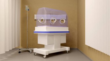 Yeni doğmuş bir bebek hastanede. 3D render