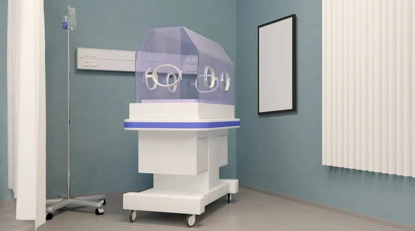 Inkubátor v nemocnici. 3D vykreslování — Stock fotografie