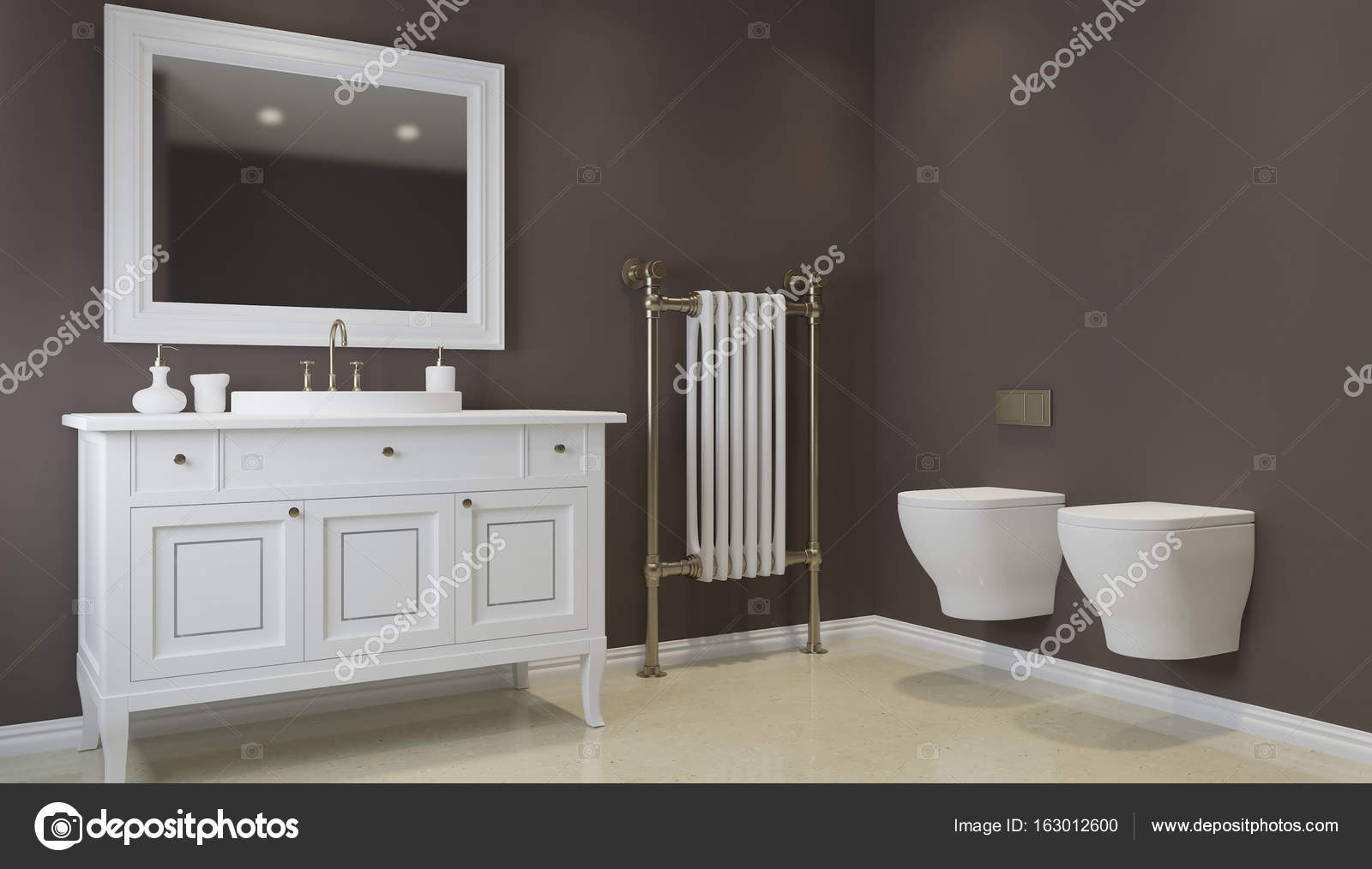 Salle de bain dans les tons de gris avec chauffage au sol. rendu 3D ... Salle de bain dans les tons de gris avec chauffage au sol. rendu 3D ...