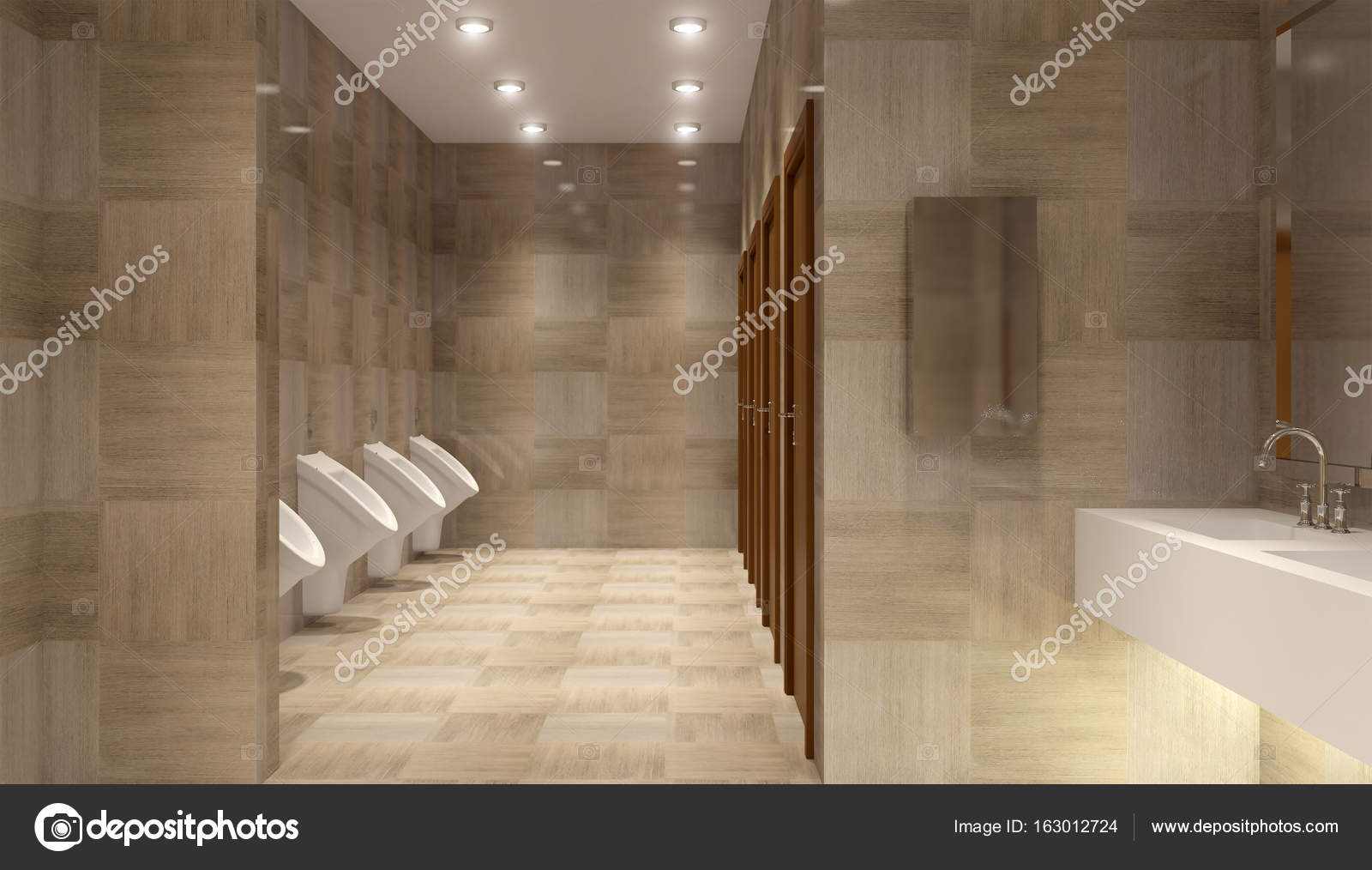 Public toilet in shopping Mall, 3D rendering Stock Photo by ©kellkinel