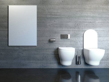 modern banyo beton duvar ile. 3D render