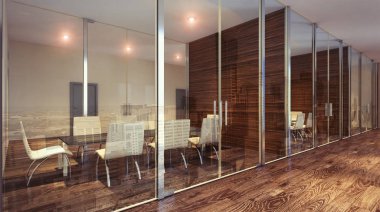 Cam toplantı salonu. 3D render 