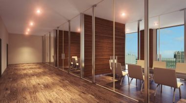 Cam toplantı salonu. 3D render 