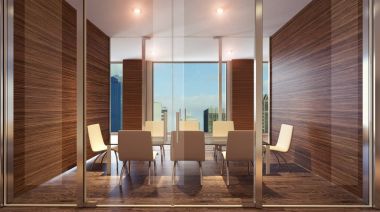 Cam toplantı salonu. 3D render 