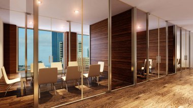 Cam toplantı salonu. 3D render 