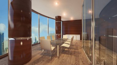 Office yüksek katlı bir binada. Toplantı odası. güneşli gün