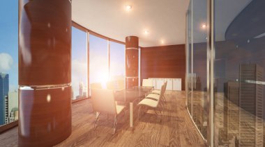 Office yüksek katlı bir binada. Toplantı odası. güneşli gün