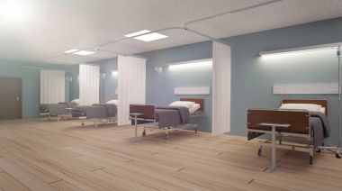 Bir boş mavi hastane odasında ilahi ışık