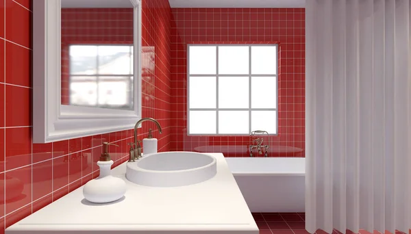 Bagno delle camere dell'hotel. Rendering 3D — Foto Stock