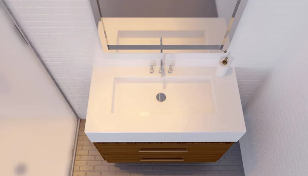 Modernes Badezimmer. 3D-Darstellung — Stockfoto