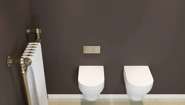 Grå badrum med sminkspegel. 3D-rendering — Stockfoto