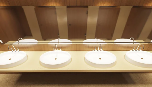 Banheiro público em um apartamento da cidade. Renderização 3D — Fotografia de Stock