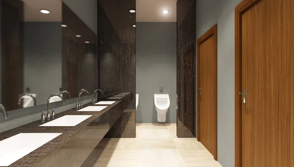L'interno di un bagno pubblico, rendering 3D — Foto Stock