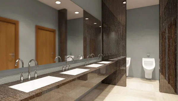 Öffentliche Toilette in Einkaufszentrum, 3D-Rendering — Stockfoto