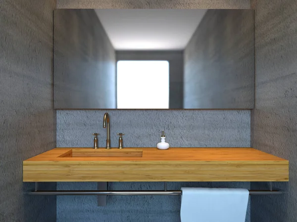 modern banyo beton duvar ile. 3D render