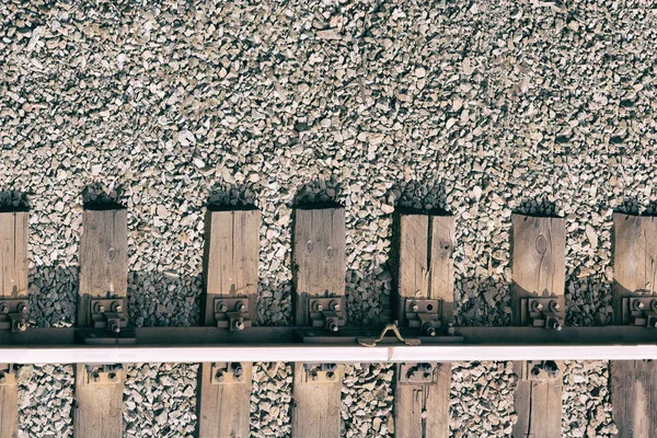 Eski tren rayları. Üstten Görünüm. mockup — Stok fotoğraf