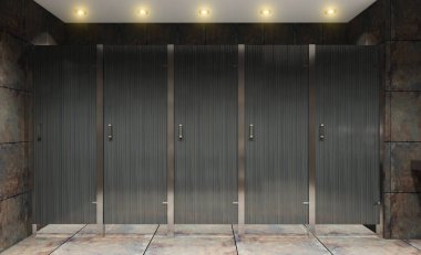 Umumi tuvaletteki kamaraların kapıları 3 boyutlu.