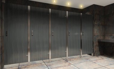 Umumi tuvaletteki kamaraların kapıları 3 boyutlu.