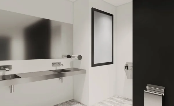 黑白相间的公共厕所 3D渲染调酒 空旷的画 — 图库照片