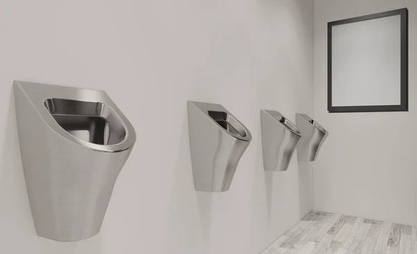 Urinals Public Toilet Rendering Mockup Empty Paintings — Stock Photo, Image