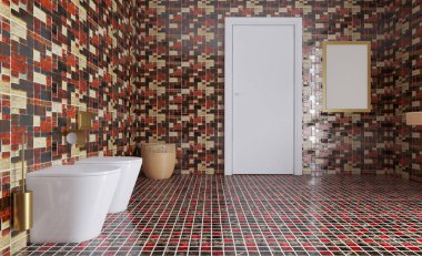 Özgeçmiş için soyut tuvalet ve banyo içi. 3B görüntüleme.