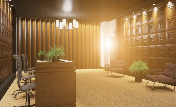 Interieur Eines Business Centers Stil Eines Holzlofts Lobby Mit Aufzügen — Stockfoto