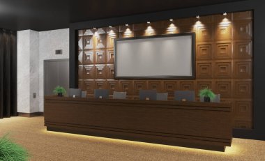 Hastanedeki resepsiyon. Doktorla randevun var. Kaldırın. Modern tasarım / 3D tasarım. Boş resimler