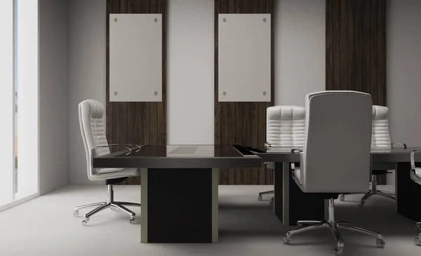 Büroschrank Mit Holzvertäfelung Den Wänden Treffen Mit Unternehmensführern Rendering Blanko — Stockfoto