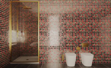 Banyo içi banyo küveti. 3B görüntüleme.