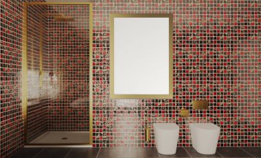 Banyo içi banyo küveti. 3B görüntüleme.