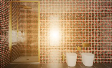 Banyo içi banyo küveti. 3B görüntüleme.