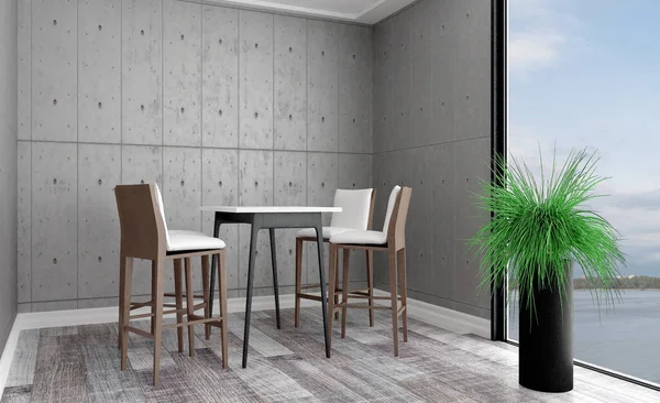 Großes Geräumiges Büro Mit Betonwänden Offener Raum Rendering — Stockfoto