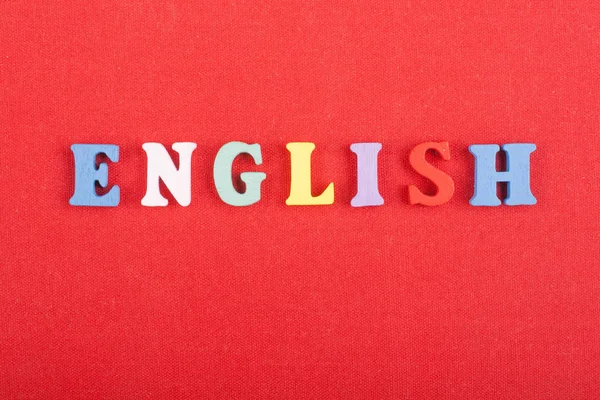 Parola Inglese Composta Colorati Alfabeto Abc Blocco Lettere Legno Sfondo — Foto Stock