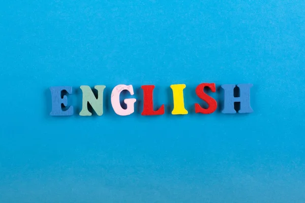Αγγλική Λέξη Που Αποτελείται Από Πολύχρωμα Abc Αλφάβητο Μπλοκ Ξύλινα — Φωτογραφία Αρχείου