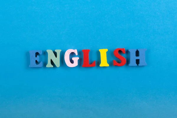 Parola Inglese Composta Colorati Alfabeto Abc Blocco Lettere Legno Sfondo — Foto Stock