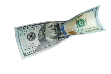 Dolar, beyaz arka planda banknotlar. Üst Manzara. Kara Cuma, indirim.