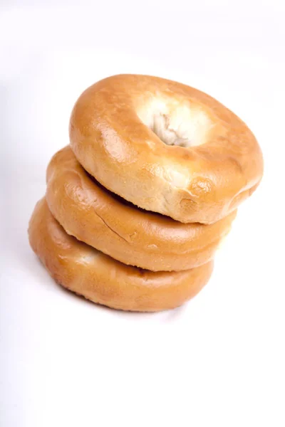 Verse Bagels Geïsoleerd Witte Achtergrond — Stockfoto