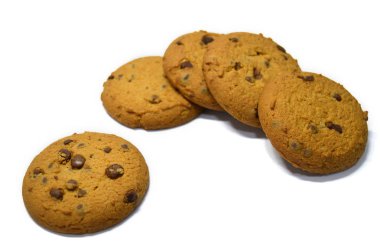 çikolata Çerezler üzerinde beyaz izole küçük parça.