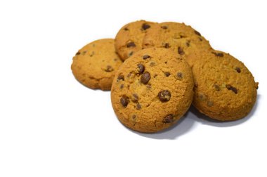 çikolata Çerezler üzerinde beyaz izole küçük parça.