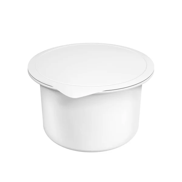Реалистичный белый макет чистый пластиковый контейнер для йогурта . — стоковый вектор