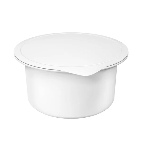 Réaliste blanc maquette jusqu'à vide récipient en plastique pour le yaourt . — Image vectorielle