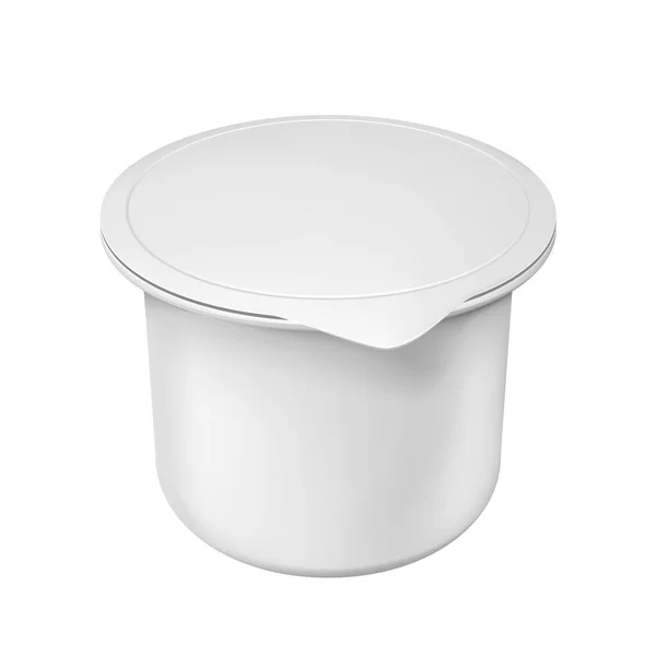 Reális fehér modell akár üres műanyag konténer a joghurt. — Stock Vector