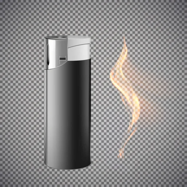 Realistic cigarette lighter. Illustration isolated on gray background — Stock Vector