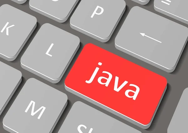 Концепция программного обеспечения Кнопка Java на клавиатуре компьютера — стоковый вектор