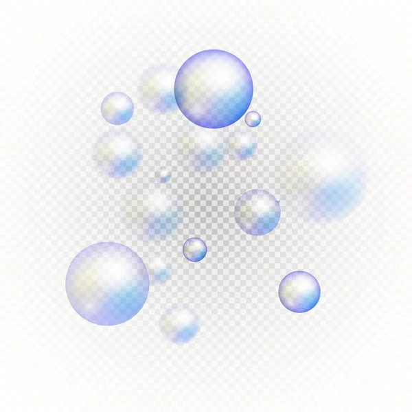 色とりどりの透明な石鹸の泡のセット — ストックベクタ