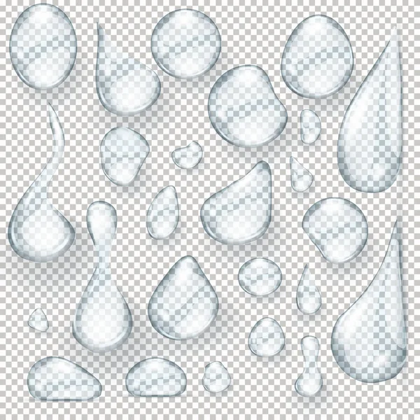 Krople wody realistyczne ilustracja na białym tle — Wektor stockowy