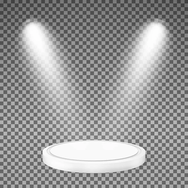 Круглий подіум, освітлений прожекторами — стоковий вектор