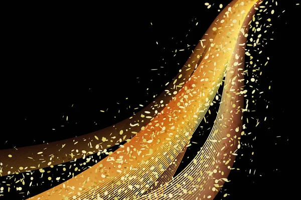 Абстрактная блестящая иллюстрация золотых волн — стоковый вектор